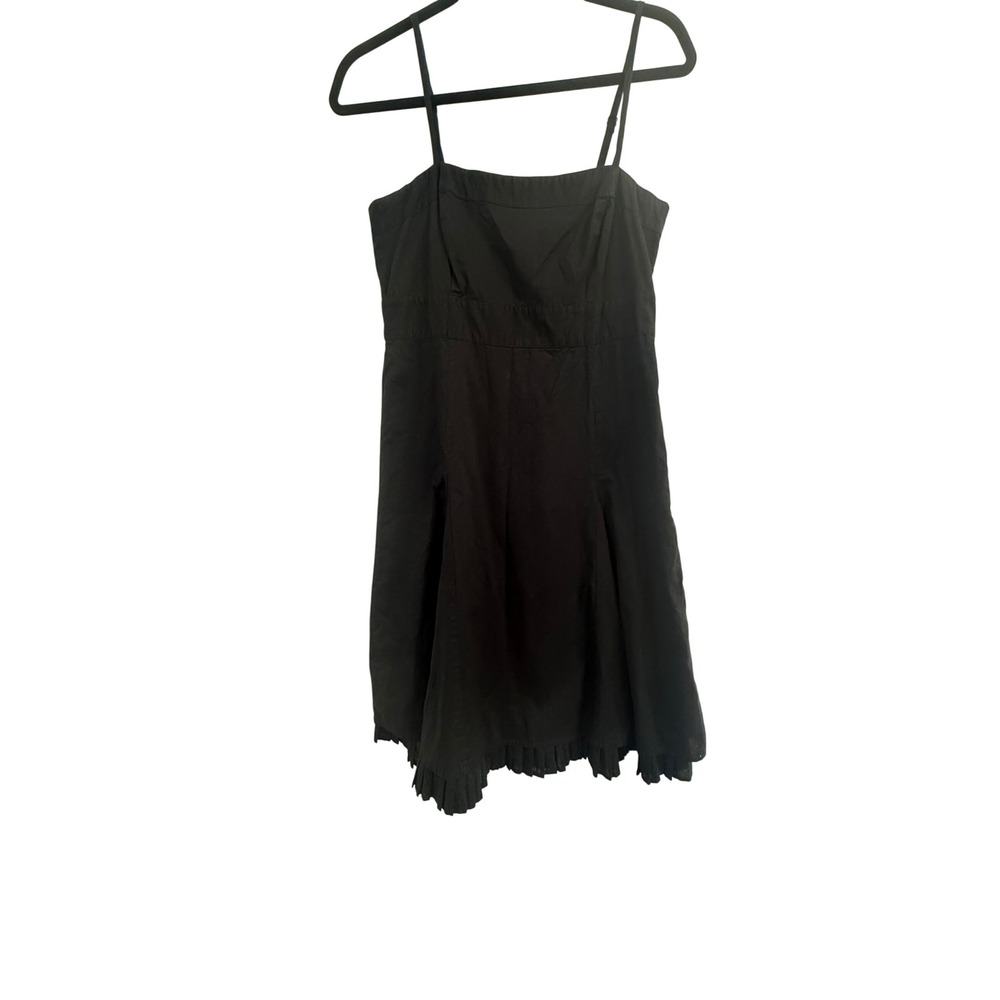 Gap Black Cotton Pleated Hem Sundress Sleeveless Adjustable Strap Dress Size 10